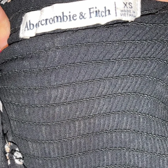 Abercrombie & Fitch Black Floral Cinch Front Midi Dress XS - Picture 7 of 10